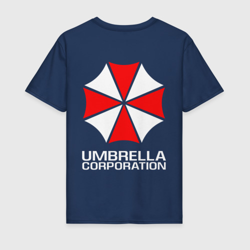 Мужская футболка хлопок Umbrella Corp Амбрелла Корп+спина, цвет темно-синий - фото 2