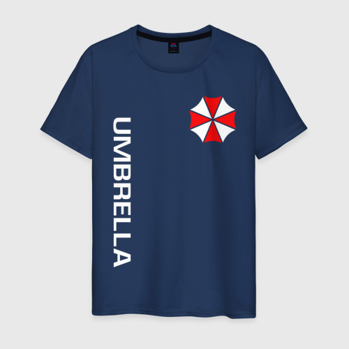 Мужская футболка хлопок Umbrella Corp Амбрелла Корп+спина, цвет темно-синий