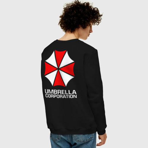 Мужской свитшот хлопок Umbrella Corp Амбрелла Корп+спина, цвет черный - фото 4