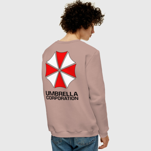 Мужской свитшот хлопок Umbrella Corp+спина, цвет пыльно-розовый - фото 4