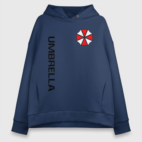 Женское худи Oversize хлопок Umbrella Corp+спина, цвет темно-синий