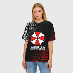 Женская футболка oversize 3D Resident evil Umbrella Corp - фото 2