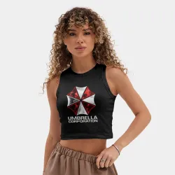 Женская укороченная майка-топ хлопок Umbrella Corp - фото 3