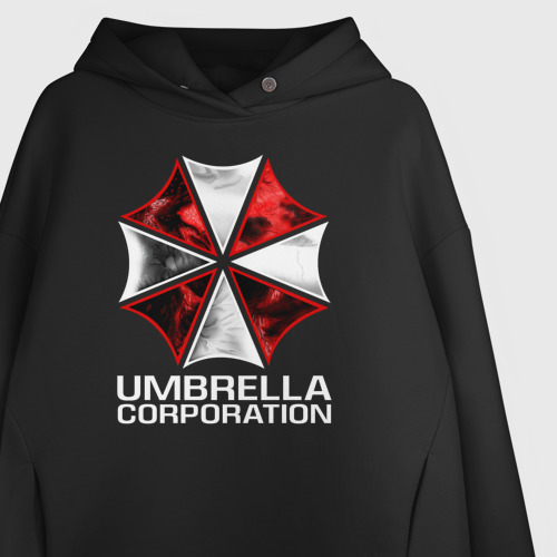 Женское худи Oversize хлопок Umbrella Corp, цвет черный - фото 3