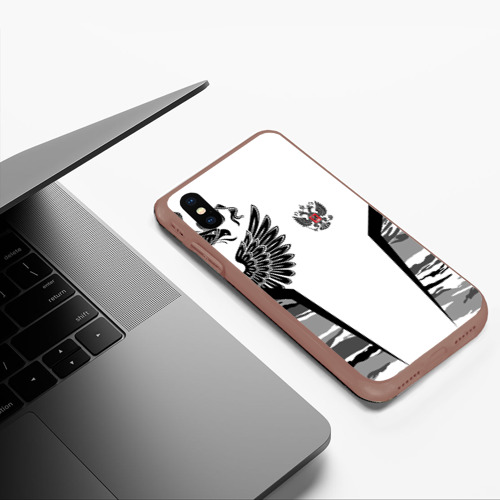 Чехол для iPhone XS Max матовый Камуфляж Россия, цвет коричневый - фото 5