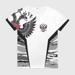 Женская футболка 3D Камуфляж Россия