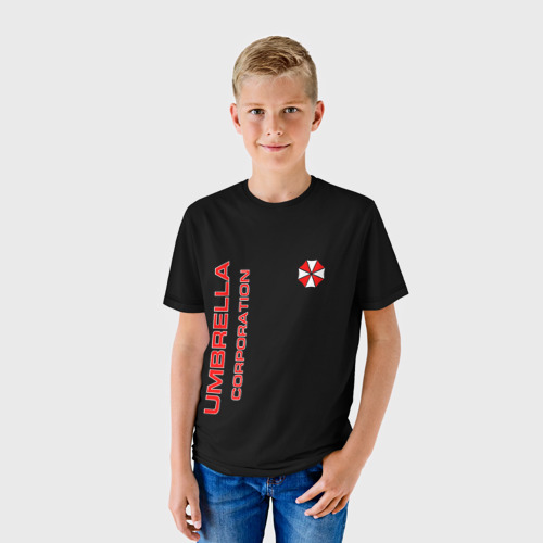 Детская футболка 3D с принтом Umbrella Corporation, фото на моделе #1