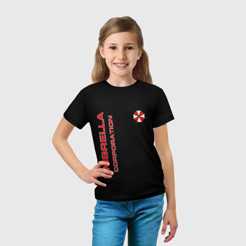 Детская футболка 3D с принтом Umbrella Corporation, вид сбоку #3