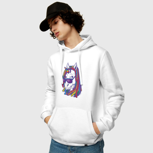 Мужская толстовка хлопок Rasta Unicorn, цвет белый - фото 3