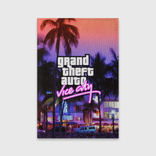 Обложка для паспорта матовая кожа Grand Theft Auto Vice City, цвет бирюзовый