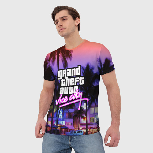 Мужская футболка 3D Grand Theft Auto Vice City, цвет 3D печать - фото 3