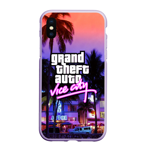 Чехол для iPhone XS Max матовый Grand Theft Auto Vice City, цвет светло-сиреневый