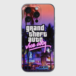 Чехол для iPhone 15 Pro силиконовый с защитой камеры Grand Theft Auto Vice City