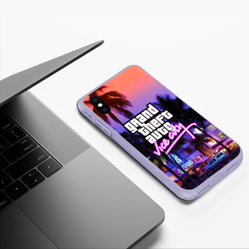 Чехол для iPhone XS Max матовый Grand Theft Auto Vice City, цвет светло-сиреневый - фото 5