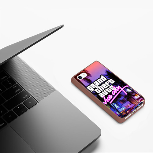 Чехол для iPhone 5/5S матовый Grand Theft Auto Vice City, цвет коричневый - фото 5