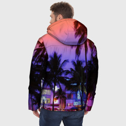 Куртка с принтом Grand Theft Auto Vice City для мужчины, вид на модели сзади №2. Цвет основы: черный