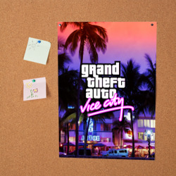 Постер с принтом Grand Theft Auto Vice City для любого человека, вид спереди №2. Цвет основы: белый