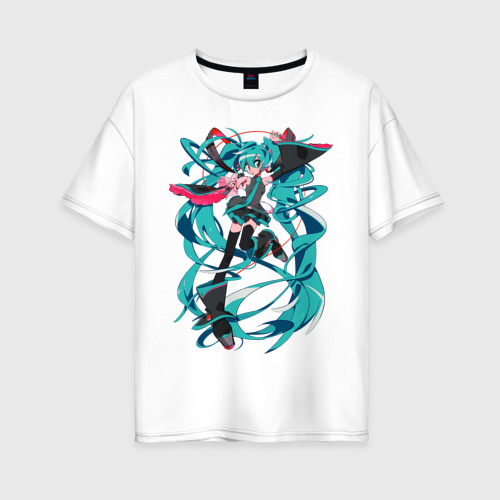 Женская футболка хлопок Oversize Hatsune Miku Expo, цвет белый