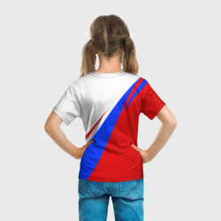 Футболка с принтом Россия для ребенка, вид на модели сзади №3. Цвет основы: белый
