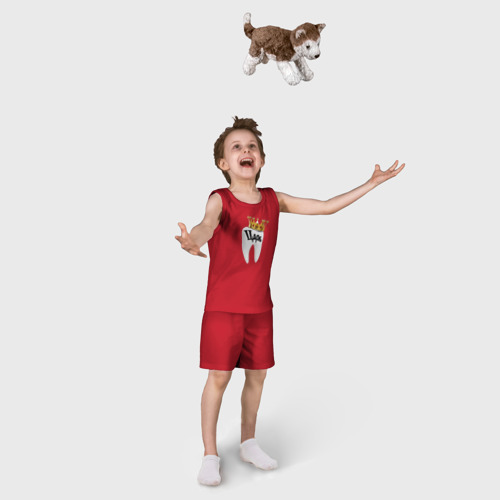 Детская пижама с шортами хлопок Зубной царь, цвет красный - фото 5