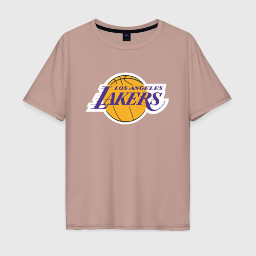 Мужская футболка хлопок Oversize USA LA lakers, цвет пыльно-розовый