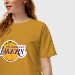 Женская футболка хлопок Oversize USA LA lakers - фото 2