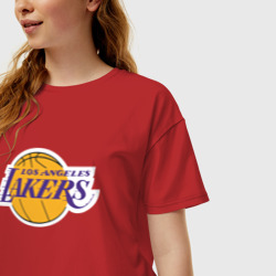 Женская футболка хлопок Oversize USA LA lakers - фото 2