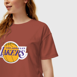 Женская футболка хлопок Oversize USA LA lakers - фото 2