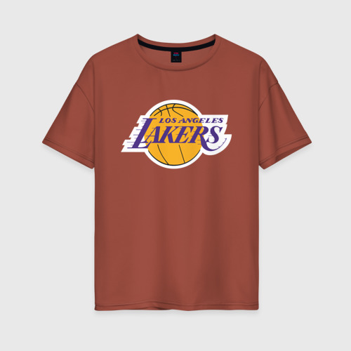 Женская футболка хлопок Oversize USA LA lakers, цвет кирпичный