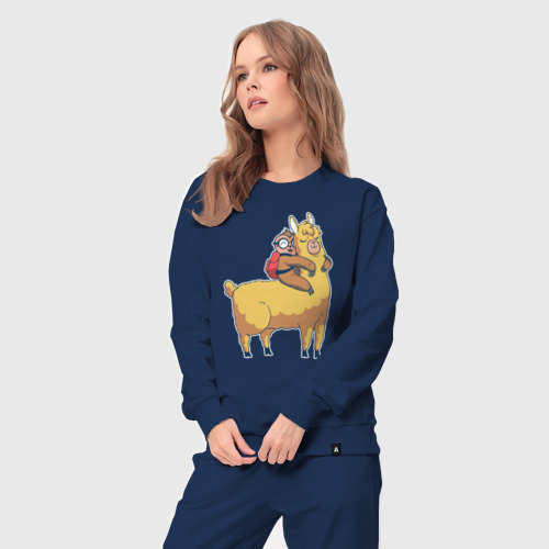 Женский костюм хлопок Ленивец и лама, цвет темно-синий - фото 5