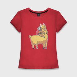 Женская футболка хлопок Slim Ленивец и лама