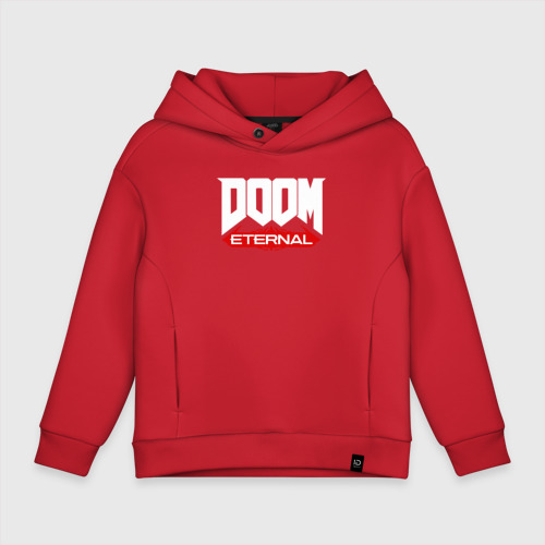 Детское худи Oversize хлопок Doom Дум, цвет красный