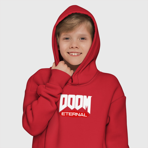 Детское худи Oversize хлопок Doom Дум, цвет красный - фото 12