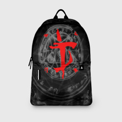 Рюкзак с принтом Doom eternal Дум для любого человека, вид спереди №3. Цвет основы: белый