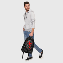 Рюкзак с принтом Doom eternal Дум для любого человека, вид спереди №5. Цвет основы: белый