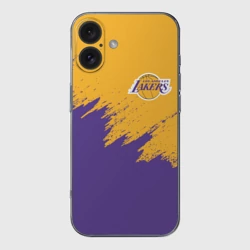 Чехол для iPhone 16 силиконовый с защитой камеры LA Lakers Лейкерс