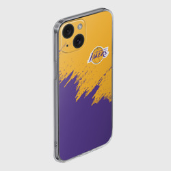 Чехол для iPhone 15 силиконовый с защитой камеры LA Lakers Лейкерс - фото 2