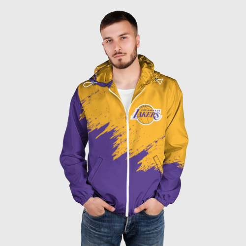 Мужская ветровка 3D LA Lakers Лейкерс, цвет белый - фото 3