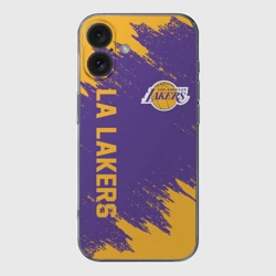 Чехол для iPhone 16 силиконовый с защитой камеры LA Lakers