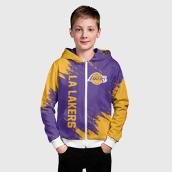 Толстовка с принтом LA Lakers для ребенка, вид на модели спереди №2. Цвет основы: белый
