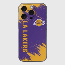Чехол для iPhone 15 Pro Max силиконовый с защитой камеры LA Lakers