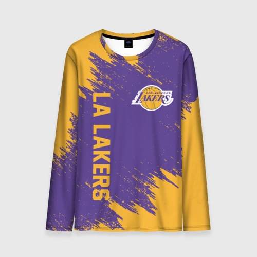 Мужской лонгслив 3D с принтом LA Lakers, вид спереди #2