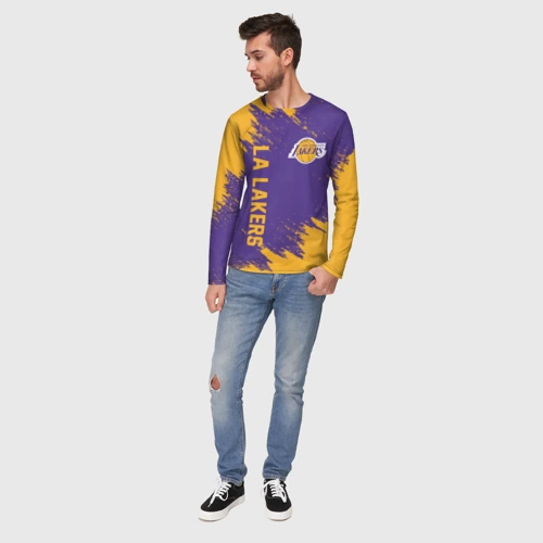Мужской лонгслив 3D с принтом LA Lakers, вид сбоку #3