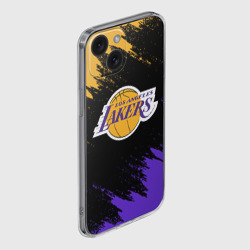 Чехол для iPhone 15 силиконовый с защитой камеры LA Lakers - фото 2
