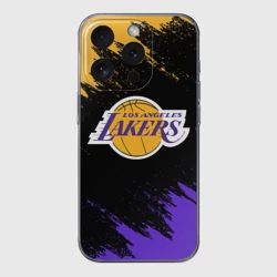 Чехол для iPhone 15 Pro Max силиконовый с защитой камеры LA Lakers