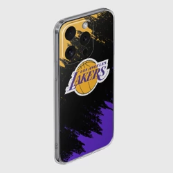 Чехол для iPhone 15 Pro Max силиконовый с защитой камеры LA Lakers - фото 2