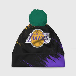 Шапка 3D c помпоном LA Lakers