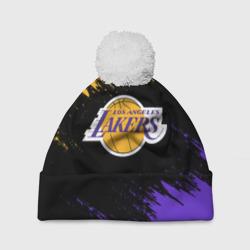 Шапка 3D c помпоном LA Lakers