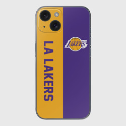 Чехол для iPhone 15 силиконовый с защитой камеры LA Lakers