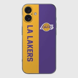Чехол для iPhone 16 силиконовый с защитой камеры LA Lakers